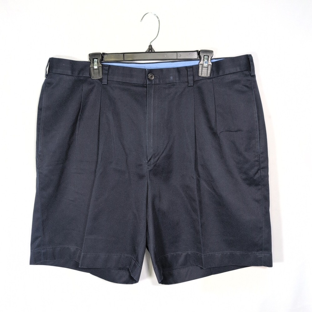 Brooks Brothers Shorts Men Sz 40 Navy Advantage Chino Stretch Light Pleated